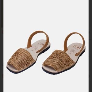 Tan Woven Leather Slingback Sandals